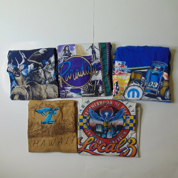 Vintage Mystery Box 90s FIVE Graphic Shirts Tees - Picture 1 of 8